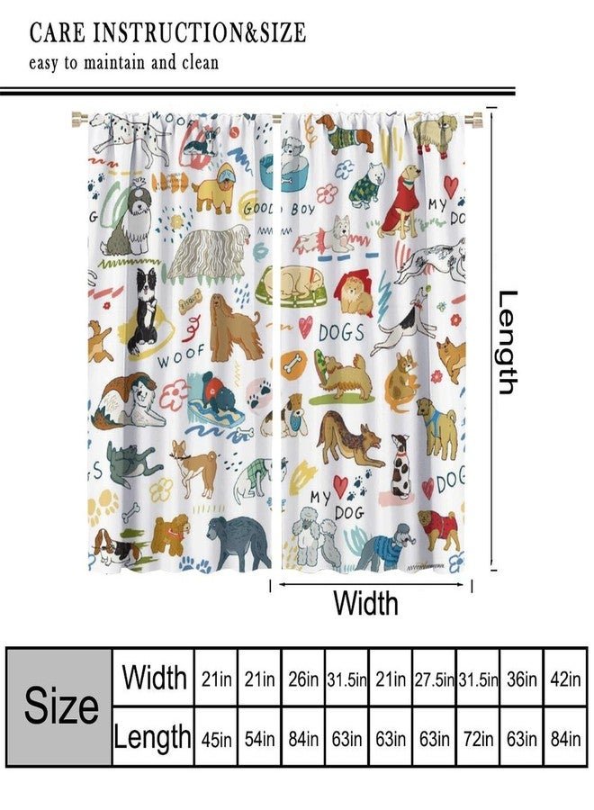 AAVEUP Dog Curtains for Bedroom,Cartoon Funny Quirky Cute Dog Bone Paw Prints Different Kinds of Loyal Pet Dogs Dogs Window Drapes Print for Boys Girls Living Room Dog House 42x45in（No Blackout） - Image 3